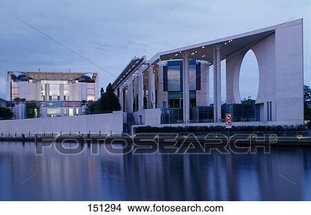 Government building at riverside, German Chancellery, Berlin, Germany View Large Photo Image Picture - Government building at riverside, German Chancellery, Berlin, Germany . Fotosearch