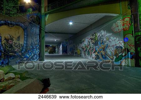 Graffiti on wall of underpass, Hesse, Germany View Large Photo Image Stock Photo - Graffiti on wall of underpass, Hesse, Germany . Fotosearch