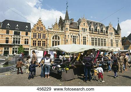 Group of people at market, Belgium View Large Photo Image Stock Photo - Group of people at market, Belgium . Fotosearch