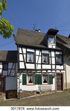Half-timber house in Enkirch on the Moselle, Rhineland-Palatinate, Germany View Large Photo Image Stock Photo - Half-timber house in Enkirch on the Moselle, Rhineland-Palatinate, Germany . Fotosearch