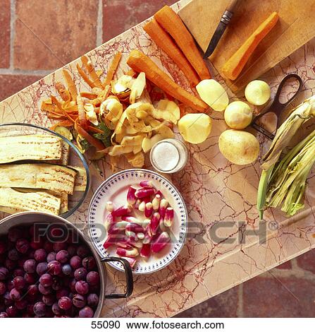 High angle view of assorted vegetables on a kitchen counter View Large Photo Image Stock Image - High angle view of assorted vegetables on a kitchen counter . Fotosearch