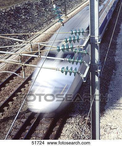 High angle view of bullet train in motion on track View Large Photo Image Picture - High angle view of bullet train in motion on track . Fotosearch