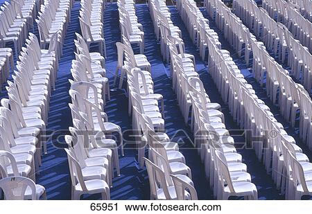 High angle view of empty chairs in rows View Large Photo Image Stock Image - High angle view of empty chairs in rows . Fotosearch
