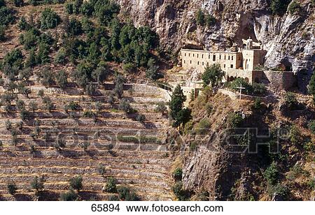 High angle view of monastery, Kadisha Valley, Lebanon View Large Photo Image Picture - High angle view of monastery, Kadisha Valley, Lebanon . Fotosearch