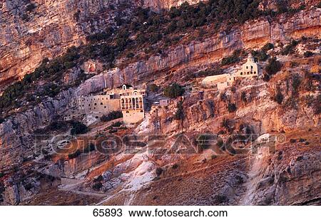 High angle view of monastery, Kadisha Valley, Lebanon View Large Photo Image Stock Image - High angle view of monastery, Kadisha Valley, Lebanon . Fotosearch