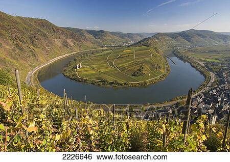 High angle view of river bend, Moselle River, Bremm, Rhineland-Palatinate, Germany View Large Photo Image Stock Photograph - High angle view of river bend, Moselle River, Bremm, Rhineland-Palatinate, Germany . Fotosearch