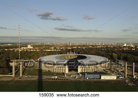 High angle view of soccer stadium, Olympic Stadium, Berlin, Germany View Large Photo Image Stock Photography - High angle view of soccer stadium, Olympic Stadium, Berlin, Germany . Fotosearch