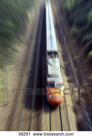 High angle view of train on track View Large Photo Image Stock Image - High angle view of train on track . Fotosearch