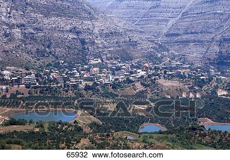 High angle view of village in valley, Nahr Ibrahim, Lebanon View Large Photo Image Stock Image - High angle view of village in valley, Nahr Ibrahim, Lebanon . Fotosearch
