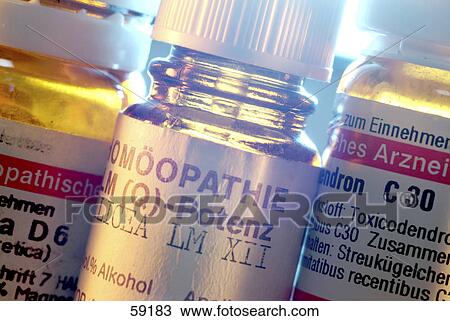 Stock Image - Homoeopathic medicine containers . Fotosearch