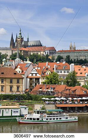 Hradschin, Castle, St. Vitus Cathedral and Vltava, Prague, Czech Republic View Large Photo Image Stock Photo - Hradschin, Castle, St. Vitus Cathedral and Vltava, Prague, Czech Republic . Fotosearch