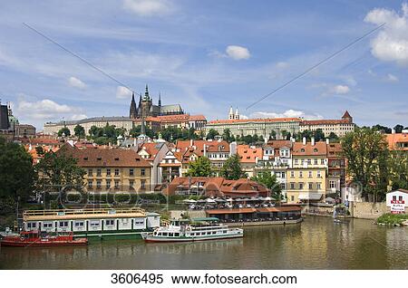 Stock Photography - Hradschin, Castle, St. Vitus Cathedral and Vltava, Prague, Czech Republic . Fotosearch
