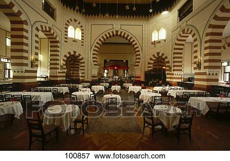Interiors of restaurant lit up, Aswan, Egypt View Large Photo Image Stock Photo - Interiors of restaurant lit up, Aswan, Egypt . Fotosearch