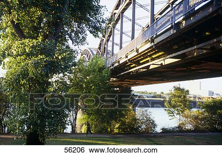 Low angle view of bridge over river, Frankfurt, Germany, Europe View Large Photo Image Stock Photograph - Low angle view of bridge over river, Frankfurt, Germany, Europe . Fotosearch