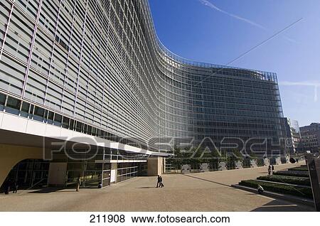 Stock Photo - Low angle view of building, Palais Berlaymont, Brussels, Belgium . Fotosearch