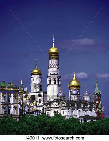 Stock Image - Low angle view of cathedral against sky, Kremlin, Moscow, Russia . Fotosearch