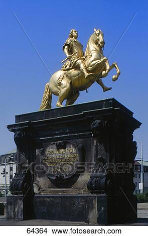 Low angle view of golden statue of King Fredericus Augustus II, Dresden, Saxony, Germany View Large Photo Image Picture - Low angle view of golden statue of King Fredericus Augustus II, Dresden, Saxony, Germany . Fotosearch