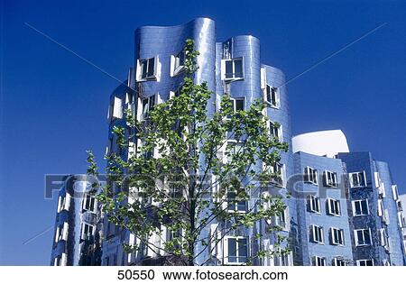 Low angle view of office building, Neuer Zollhof, Dusseldorf, North Rhine-Westphalia, Germany View Large Photo Image Stock Image - Low angle view of office building, Neuer Zollhof, Dusseldorf, North Rhine-Westphalia, Germany . Fotosearch