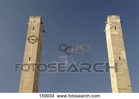 Low angle view of Olympic sign, Olympic Stadium, Berlin, Germany View Large Photo Image Picture - Low angle view of Olympic sign, Olympic Stadium, Berlin, Germany . Fotosearch