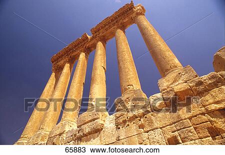 Low angle view of ruined columns, Jupiter Temple, Baalbek, Bekaa Valley, Lebanon View Large Photo Image Stock Image - Low angle view of ruined columns, Jupiter Temple, Baalbek, Bekaa Valley, Lebanon . Fotosearch