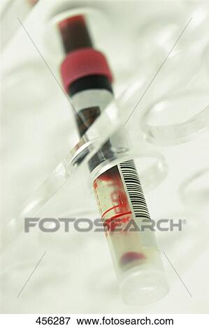 Low angle view of test tube with blood sample in test tube rack View Large Photo Image Stock Photo - Low angle view of test tube with blood sample in test tube rack . Fotosearch