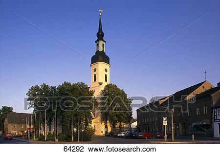 Low angle view of tower of church, Lubbenau, Brandenburg, Spreewald, Germany View Large Photo Image Stock Image - Low angle view of tower of church, Lubbenau, Brandenburg, Spreewald, Germany . Fotosearch