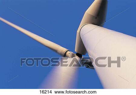 Picture - Low angle view of wind turbine . Fotosearch