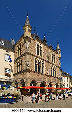Stock Photo - Market square with court house Denzelt in Echternach, Luxembourg . Fotosearch
