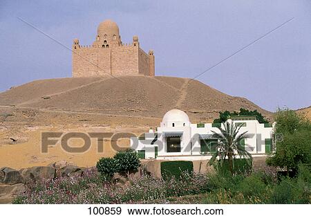 Stock Photo - Mausoleum of aga khan on hill, Aswan, Egypt . Fotosearch
