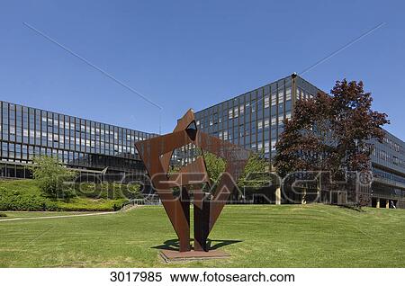 Stock Photography - Metal sculpture at the campus of the University of Luxembourg, Kirchberg, Luxembourg . Fotosearch