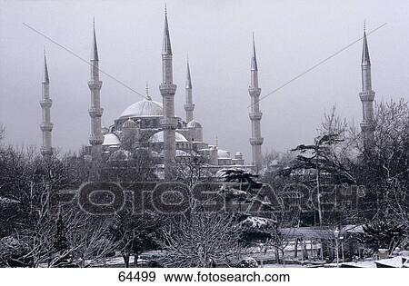 Mosque during winter, Blue Mosque, Istanbul, Turkey View Large Photo Image Stock Photo - Mosque during winter, Blue Mosque, Istanbul, Turkey . Fotosearch