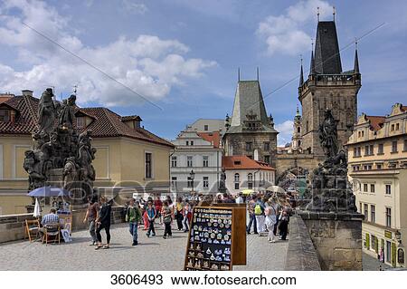 On Charles Bridge, Prague, Czech Republic View Large Photo Image Stock Image - On Charles Bridge, Prague, Czech Republic . Fotosearch