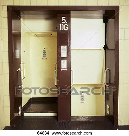 Picture - Opened doors of elevators . Fotosearch