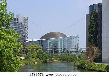 Parliament building at waterfront, Rhine River, Strasbourg, Alsace, France View Large Photo Image Stock Image - Parliament building at waterfront, Rhine River, Strasbourg, Alsace, France . Fotosearch