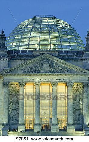 Parliament building lit up at night, Reichstag, Berlin, Germany View Large Photo Image Stock Image - Parliament building lit up at night, Reichstag, Berlin, Germany . Fotosearch