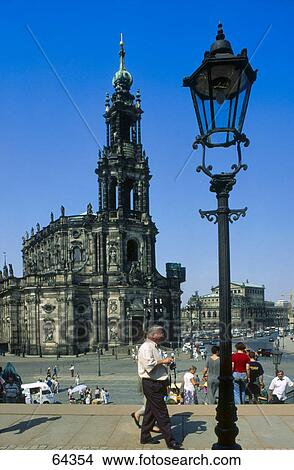 People near church, Hofkirche, Dresden, Saxony, Germany View Large Photo Image Picture - People near church, Hofkirche, Dresden, Saxony, Germany . Fotosearch