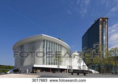 Stock Image - Philharmonic hall and European Centre at the Kirchberg, Luxembourg . Fotosearch