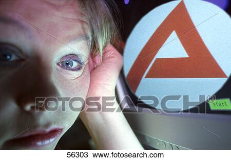 Portrait of woman in despair in front of computer screen View Large Photo Image Stock Image - Portrait of woman in despair in front of computer screen . Fotosearch