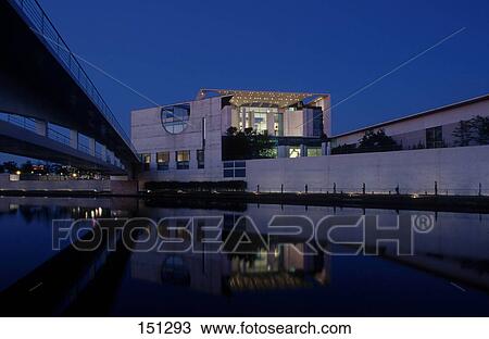 Reflection of building in water, German Chancellery, Berlin, Germany View Large Photo Image Stock Image - Reflection of building in water, German Chancellery, Berlin, Germany . Fotosearch