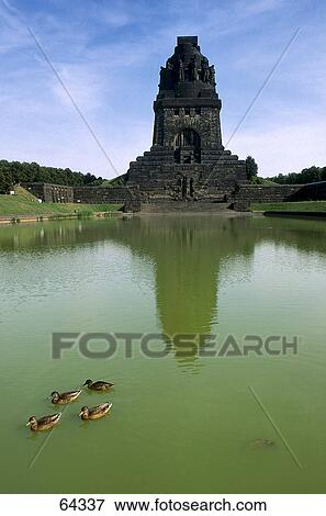 Reflection of monument in water, Monument to the Battle of the Nations, Leipzig, Saxony, Germany View Large Photo Image Stock Photo - Reflection of monument in water, Monument to the Battle of the Nations, Leipzig, Saxony, Germany . Fotosearch