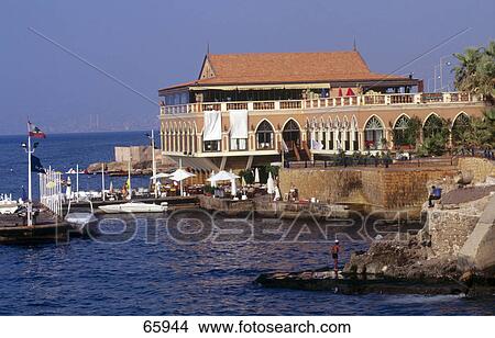 Picture - Restaurant at waterfront, Corniche Restaurant, Beirut, Lebanon . Fotosearch