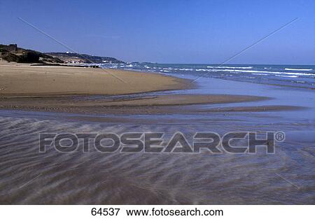 Stock Photo - Ripples in sand on beach, Turkey . Fotosearch