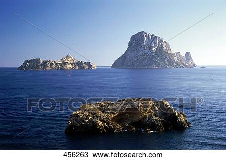 Rock formation at coast, Es Vedra, Balearic Islands, Spain View Large Photo Image Stock Image - Rock formation at coast, Es Vedra, Balearic Islands, Spain . Fotosearch
