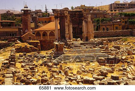 Stock Image - Ruins of building, Baalbek, Bekaa Valley, Lebanon . Fotosearch