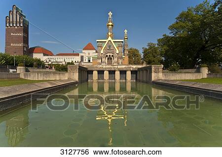 Stock Photograph - Russian Chapel and the wedding tower, Darmstadt, Germany . Fotosearch