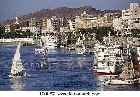 Sailboats at harbor, Aswan, Egypt View Large Photo Image Stock Photo - Sailboats at harbor, Aswan, Egypt . Fotosearch