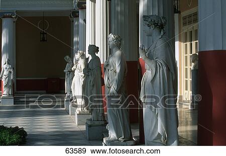 Sculptures in corridor of palace, Achillion Palace, Ionian Islands, Greece View Large Photo Image Stock Photo - Sculptures in corridor of palace, Achillion Palace, Ionian Islands, Greece . Fotosearch