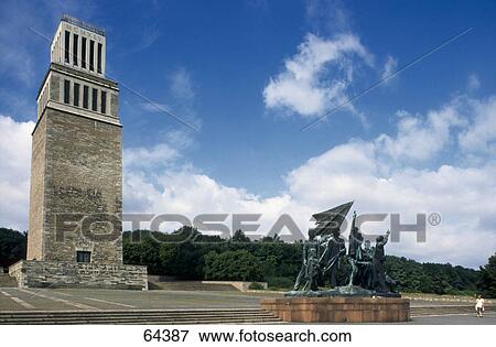 Sculptures near tower at memorial, Large Ettersberg, Weimar, Thuringia, Germany View Large Photo Image Stock Photo - Sculptures near tower at memorial, Large Ettersberg, Weimar, Thuringia, Germany . Fotosearch