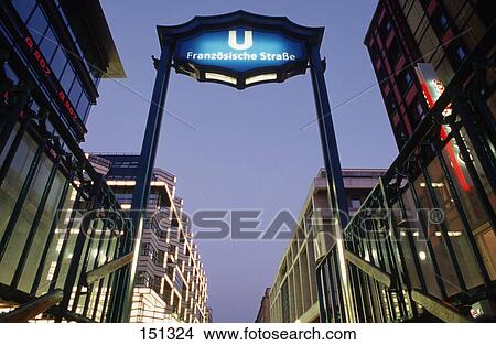Sign of underground station, Franzoesische Strasse, Berlin, Germany View Large Photo Image Picture - Sign of underground station, Franzoesische Strasse, Berlin, Germany . Fotosearch