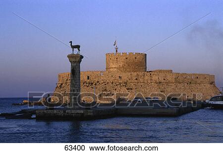Silhouette of person standing near column in front of castle, Agios Nikolaos Castle, Rhodes, Dodecanese Islands, Greece View Large Photo Image Stock Image - Silhouette of person standing near column in front of castle, Agios Nikolaos Castle, Rhodes, Dodecanese Islands, Greece . Fotosearch